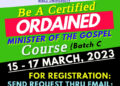 REGISTRATION: Be a Certified Ordained Minister of the Gospel Course –Batch C