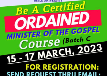 REGISTRATION: Be a Certified Ordained Minister of the Gospel Course –Batch C